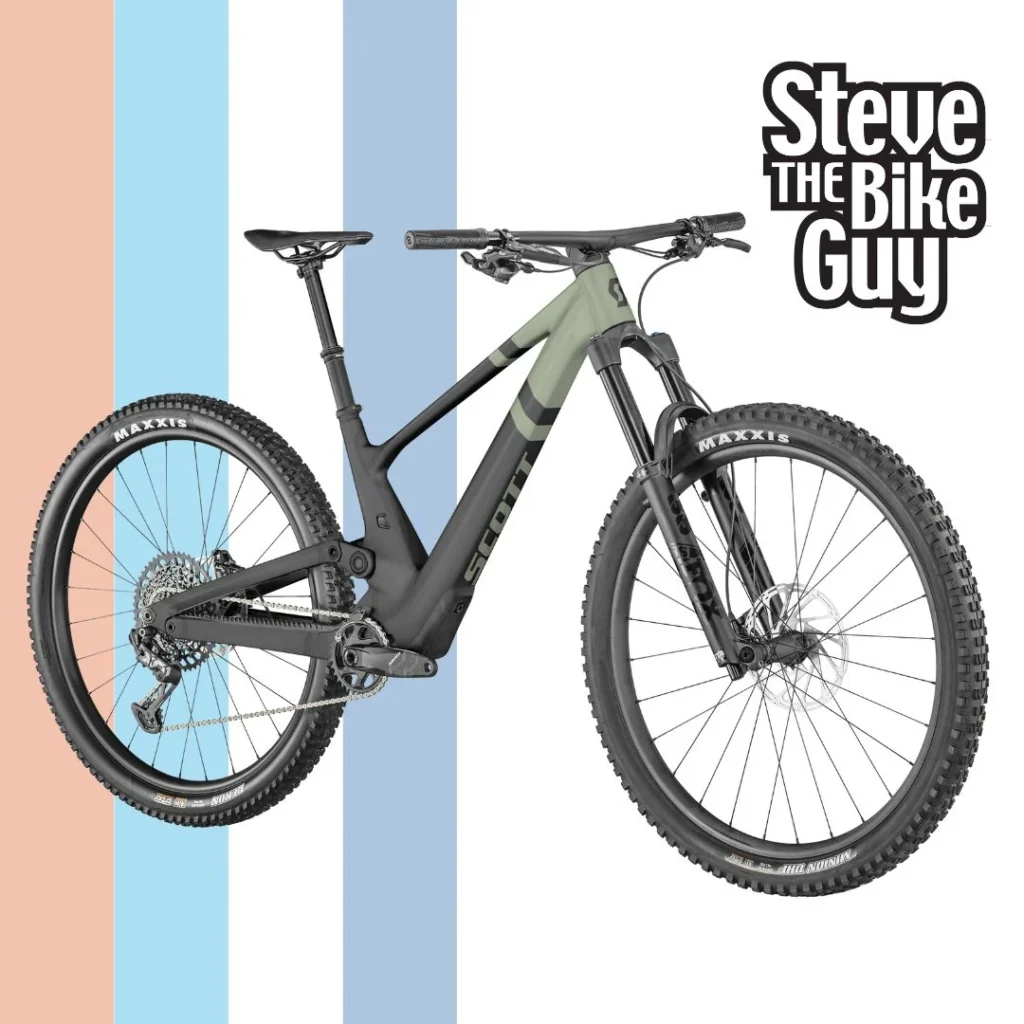 Scott Genius Mountain Bike - front is pale grey and back is carbon black.