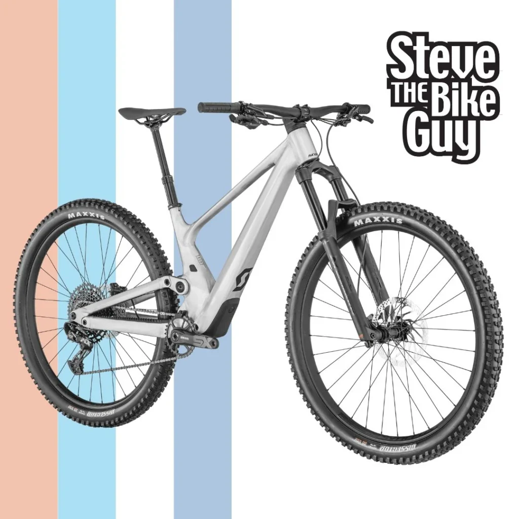 Scott Genius Mountain Bike in silver.