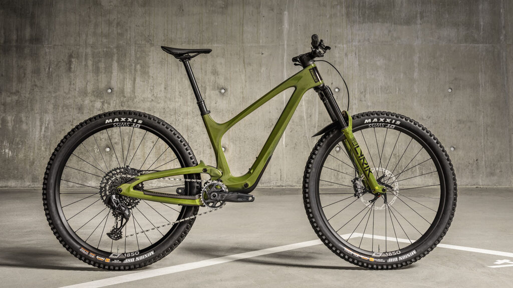 Green Bold Linkin dual suspension mountain bike.