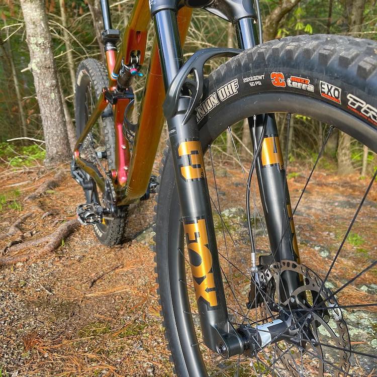 Front fork view of Allied Mountain Bike